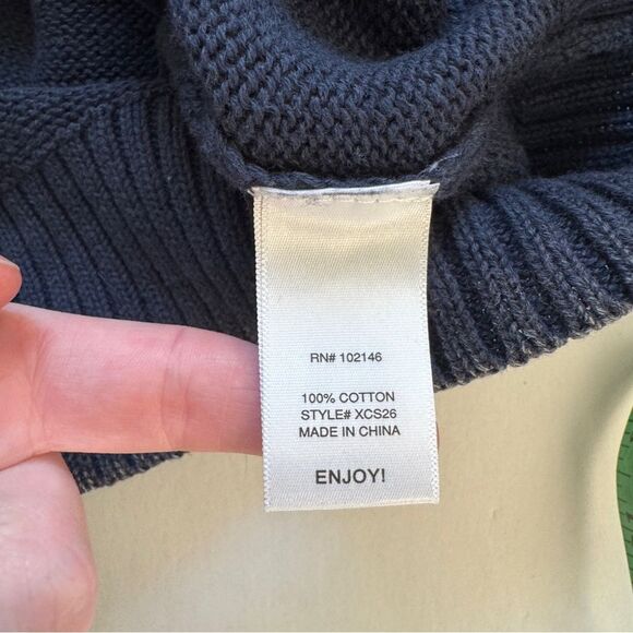Michael Stars Crew Neck Raglan Sweater Navy Knit Size Medium NWT - Picture 7 of 8